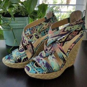 Chinese Laundry Strappy Wedge Espadrille Heels Sz7